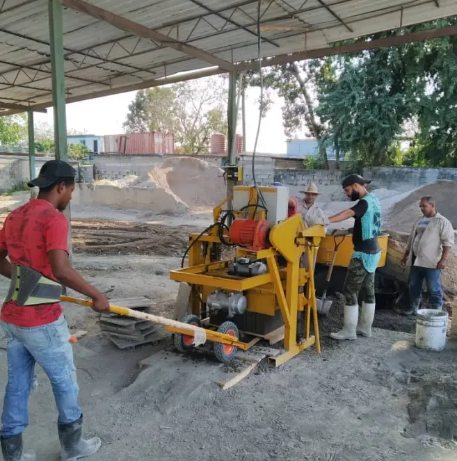 JQ Series Vertical Concrete Pan Mixer QT4 45 hollow brick machine installation in Cuba QT4-45 hollow brick machine installation in Cuba